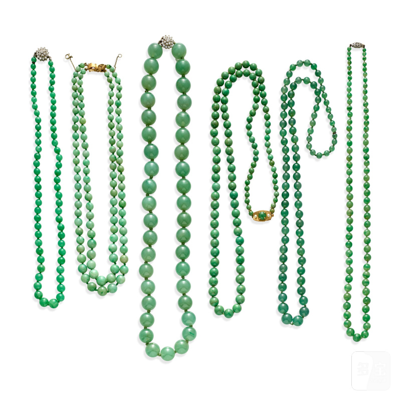 二十世紀 玉石串珠項鏈六件 | SIX JADE AND NEPHRITE NECKLACES